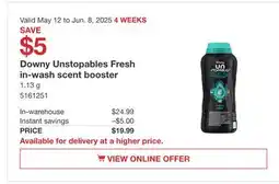 Costco Downy Unstopable Fresh in-wash scent booster offer