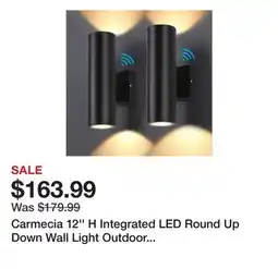 Wayfair Carmecia 12'' H Integrated LED Round Up Down Wall Light Outdoor Waterproof (Set of 2) offer