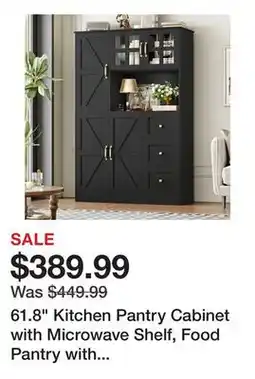 Wayfair 61.8 Kitchen Pantry Cabinet with Microwave Shelf, Food Pantry with Adjustable Shelf offer