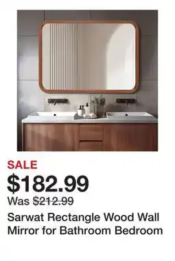Wayfair Sarwat Rectangle Wood Wall Mirror for Bathroom Bedroom offer