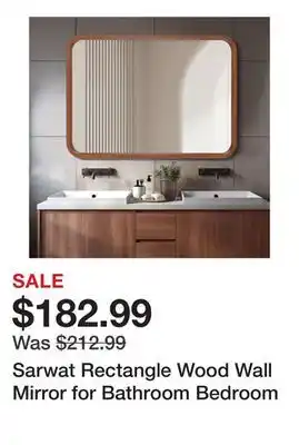 Wayfair Sarwat Rectangle Wood Wall Mirror for Bathroom Bedroom offer