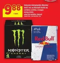 Maxi boissons énergisantes Monster ou Red Bull offer