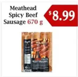 Atiya's Fresh Farm Meathead Spicy Beef Sausage offer
