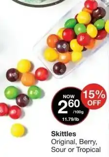 Bulk Barn Skittles Original, Berry, Sour or Tropical offer