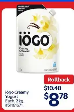 Walmart iögo Creamy Yogurt offer