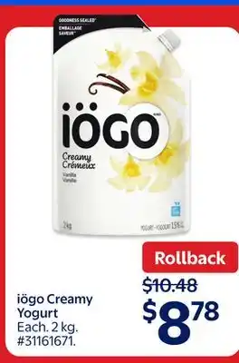 Walmart iögo Creamy Yogurt offer
