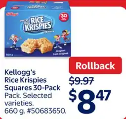 Walmart Kellogg's Rice Krispies Squares 30-Pack offer