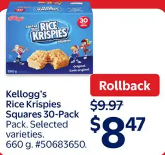 Walmart Kellogg's Rice Krispies Squares 30-Pack offer