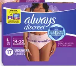 Walmart Always Discreet Women's Incontinence Underwear offer