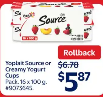 Walmart Yoplait Source or Creamy Yogurt Cups offer