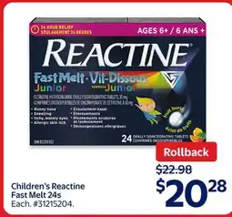 Walmart Children's Reactine Fast Melt 24s offer