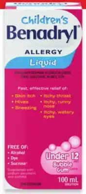 Walmart Children's Benadryl Liquid 100 mL offer