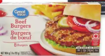 Walmart Great Value Beef or Chicken Burgers or Fully Cooked pork Back Ribs offer