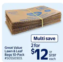 Walmart Great Value Lawn & Leaf Bags 10-Pack offer