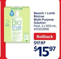 Walmart Bausch + Lomb Biotrue Multi-Purpose Solution offer