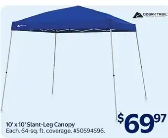 Walmart 10' x 10' Slant-Leg Canopy offer