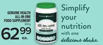 Metro GENUINE HEALTH ALL-IN-ONE FOOD SUPPLEMENT offer