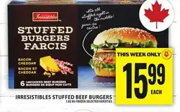 Food Basics IRRESISTIBLES STUFFED BEEF BURGERS offer