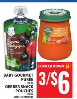 Food Basics BABY GOURMET PURÉE OR GERBER SNACK POUCHES offer