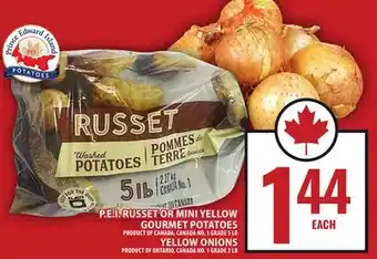 Food Basics P.E.I. RUSSET OR MINI YELLOW GOURMET POTATOES OR YELLOW ONIONS offer