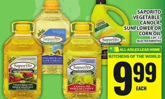 Food Basics SAPORITO VEGETABLE, CANOLA, SUNFLOWER OR CORN OIL offer