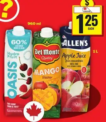 Food Basics OASIS, DEL MONTE, ALLEN'S offer
