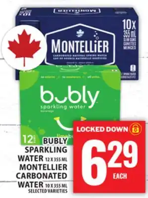 Food Basics BUBLY SPARKLING WATER OU MONTELLIER CARBONATED WATER offer