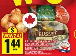 Food Basics P.E.I. RUSSET OR MINI YELLOW GOURMET POTATOES OR CARROTS OR YELLOW ONIONS offer