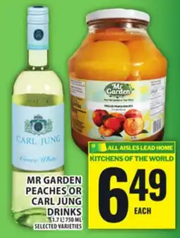 Food Basics MR GARDEN PEACHES OR CARL JUNG DRINKS offer
