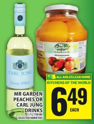 Food Basics MR GARDEN PEACHES OR CARL JUNG DRINKS offer