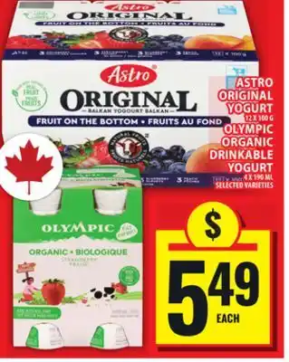 Food Basics ASTRO ORIGINAL YOGURT, OLYMPIC ORGANIC DRINKABLE YOGURT offer