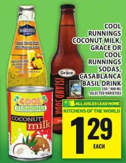 Food Basics COOL RUNNINGS COCONUT MILK, GRACE OR COOL RUNNINGS SODAS, CASABLANCA BASIL DRINK offer