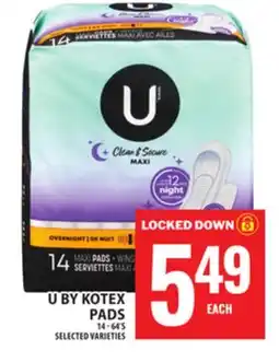 Food Basics U BY KOTEX PADS offer