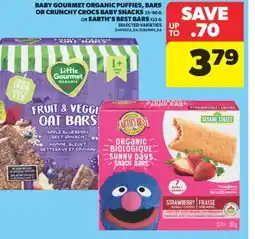 Real Canadian Superstore BABY GOURMET ORGANIC PUFFIES, BARS OR CRUNCHY CROCS BABY SNACKS, 35-90 G OR EARTH'S BEST BARS, 133 G offer