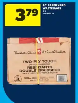 Real Canadian Superstore PC PAPER YARD WASTE BAGS, 5'S offer