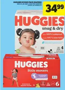 Real Canadian Superstore HUGGIES ECONO PACK DIAPERS, SIZE N-8,60-208' S offer