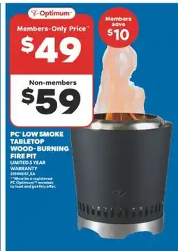 Real Canadian Superstore PC LOW SMOKE TABLETOP WOOD-BURNING FIRE PIT offer