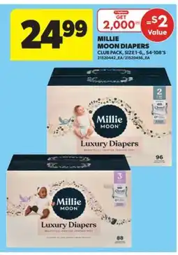 Real Canadian Superstore MILLIE MOON DIAPERS, SIZE 1-6,, 54-108' S offer