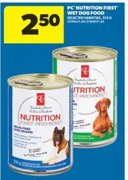 Real Canadian Superstore PC NUTRITION FIRST WET DOG FOOD, 374 G offer