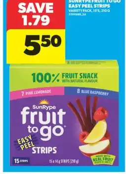 Real Canadian Superstore SUNRYPE FRUIT TO GO EASY PEEL STRIPS, 15'S, 210 G offer