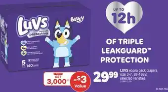 Real Canadian Superstore LUVS ECONO PACK DIAPERS, SIZE 3-7, 88-168' S offer