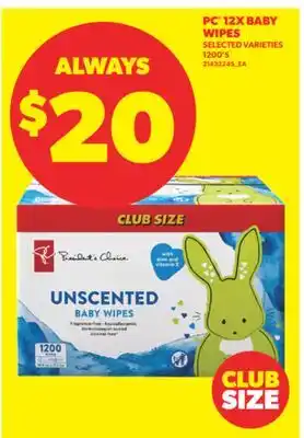 Real Canadian Superstore PC 12X BABY WIPES, 1200' S offer