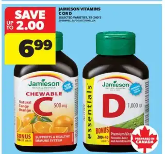 Real Canadian Superstore JAMIESON VITAMINS C OR D, 75-240' S offer