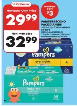Real Canadian Superstore PAMPERS ECONO PACK DIAPERS, SIZE 2-8, 58-200' S offer