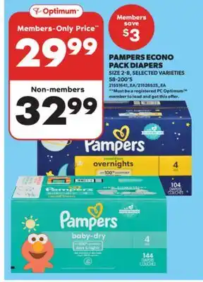 Real Canadian Superstore PAMPERS ECONO PACK DIAPERS, SIZE 2-8, 58-200' S offer