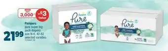 Real Canadian Superstore PAMPERS PURE SUPER BIG PACK DIAPERS, SIZE N-6, 42-82 offer