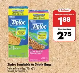Real Canadian Superstore ZIPLOC SANDWICH OR SNACK BAGS, 30/50' S offer