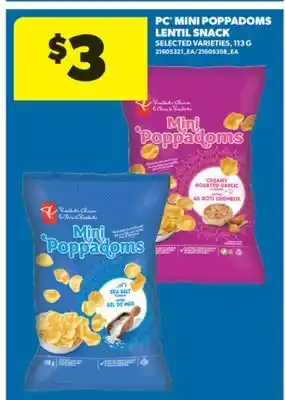Real Canadian Superstore PC MINI POPPADOMS LENTIL SNACK, 113 G offer