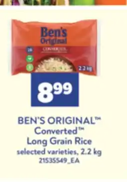 Real Canadian Superstore BEN'S ORIGINAL CONVERTED LONG GRAIN RICE, 2.2 KG offer