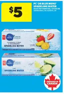 Real Canadian Superstore PC OR BLUE MENU SPARKLING WATER, 12X355 ML offer